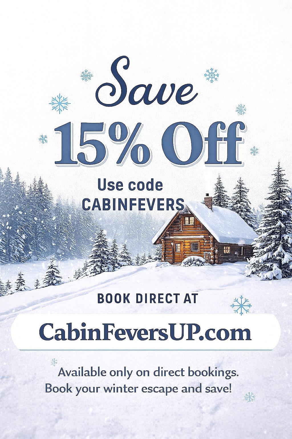 Winter Cabin Availability Jan 4–15 | Cabin Fevers UP Sauna Stay