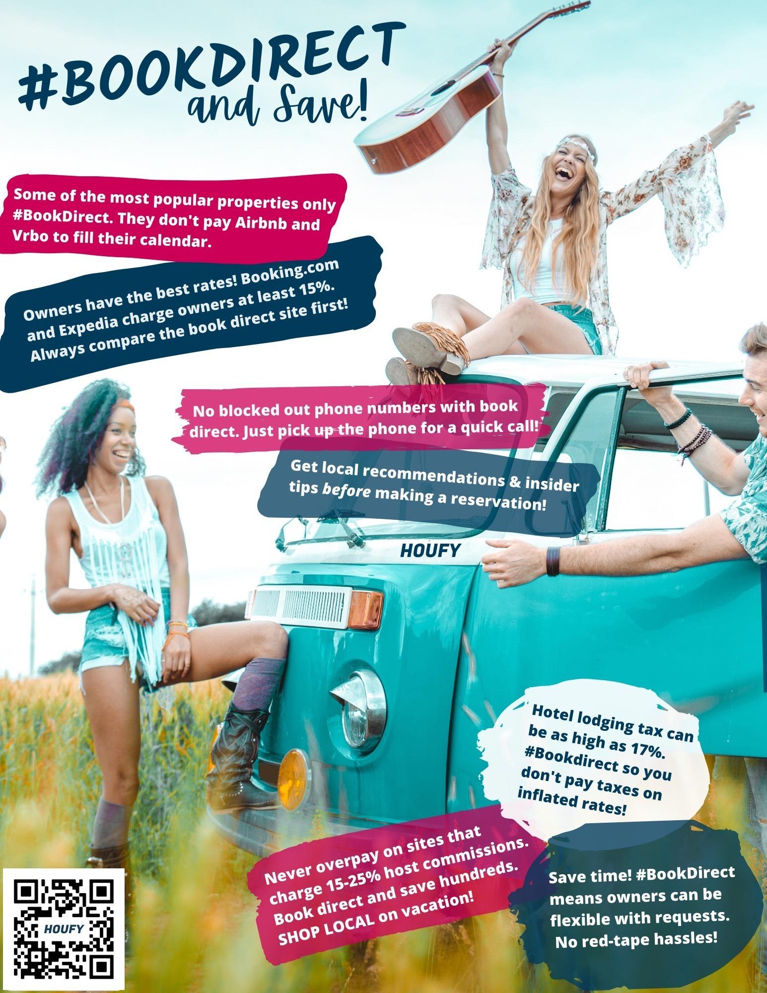 Book Direct and Save $$$ with Houfy.com