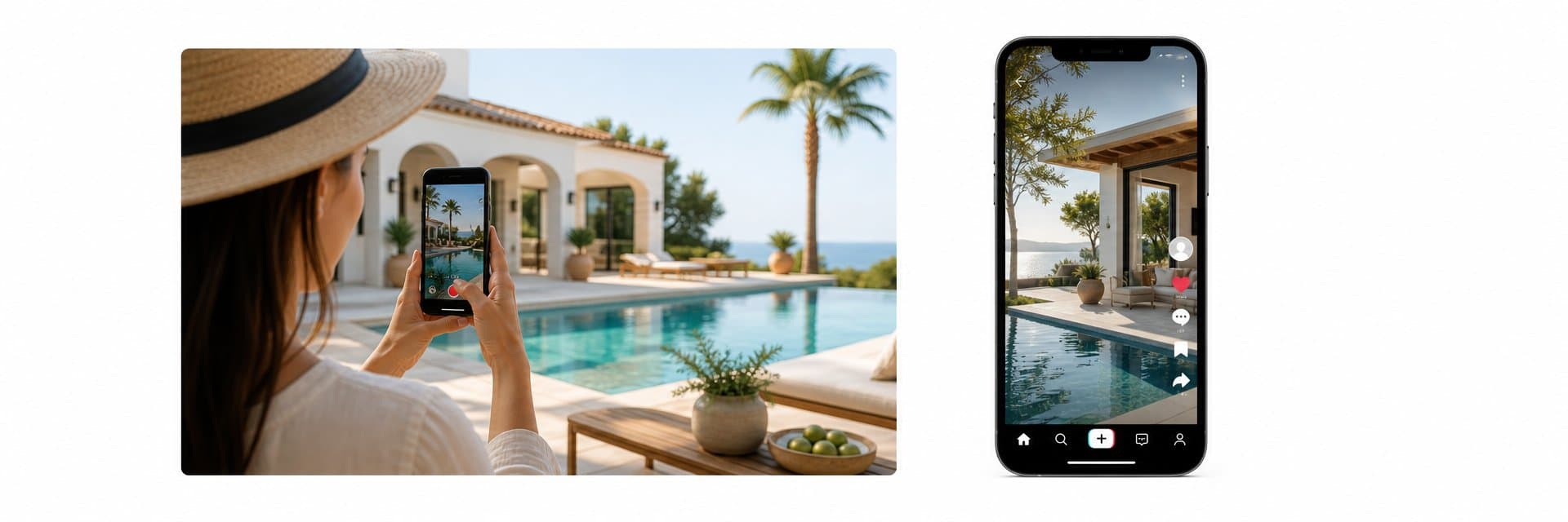 Host filming property tour on smartphone