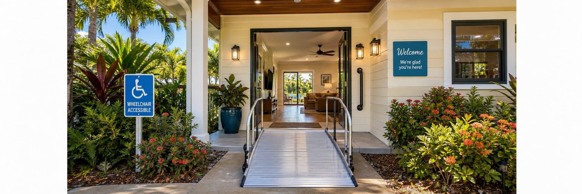 The most common barrier for accessible travelers is a single step. A level entry signals welcome before a guest even opens the door.